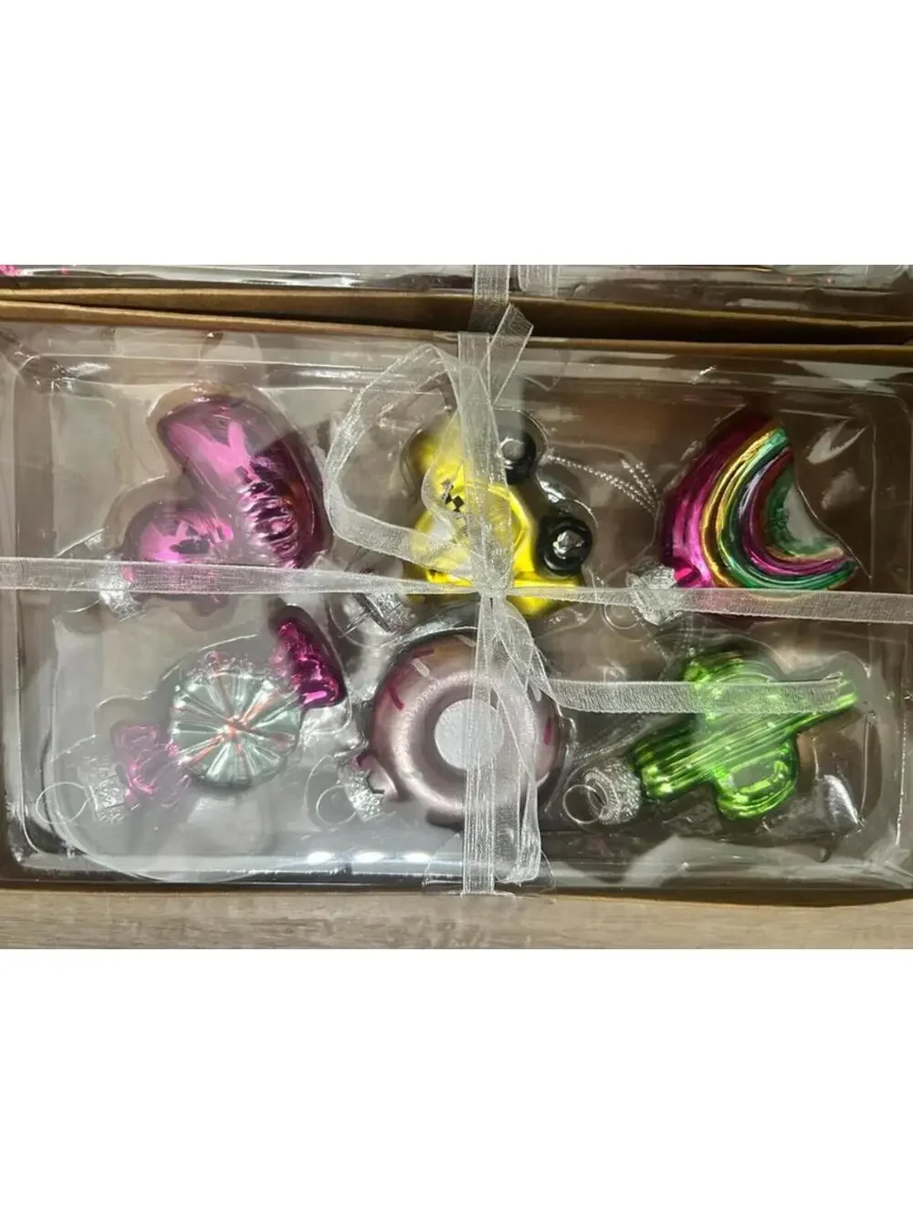 12 Glass ornaments boba coffee cactus car